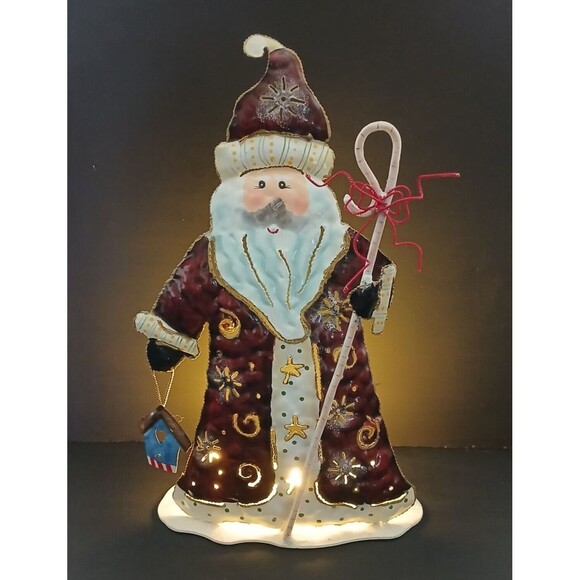 Wegmans 15.5 Inch Metal Santa Staff & Birdhouse Holiday Tea Light Candle Holder - Picture 5 of 8